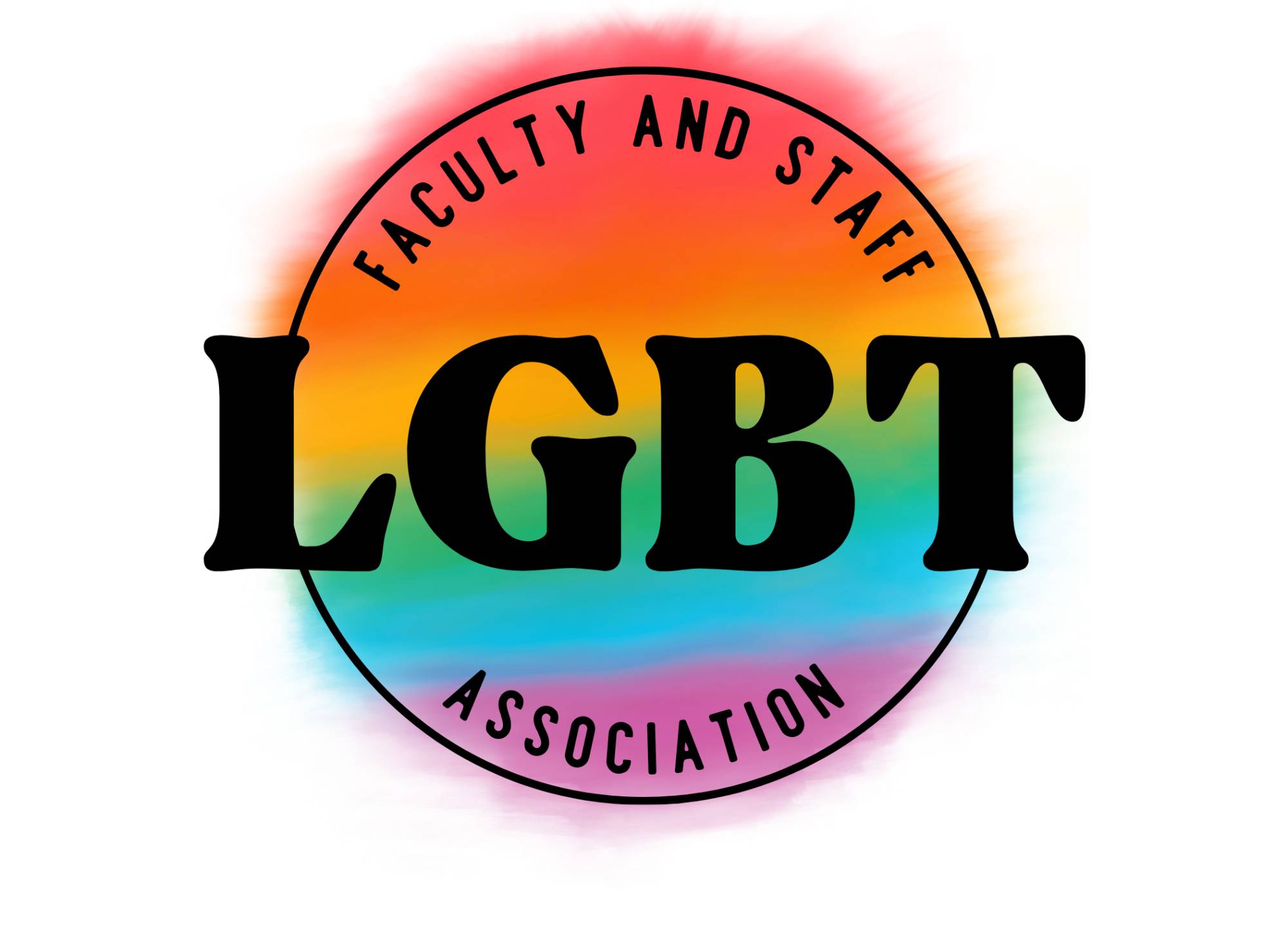 LGBT Faculty Staff Association written on a rainbow background